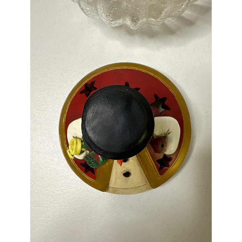 Vintage Christmas Snowman‎ Glass Candy Dish Holiday Decoration Jar